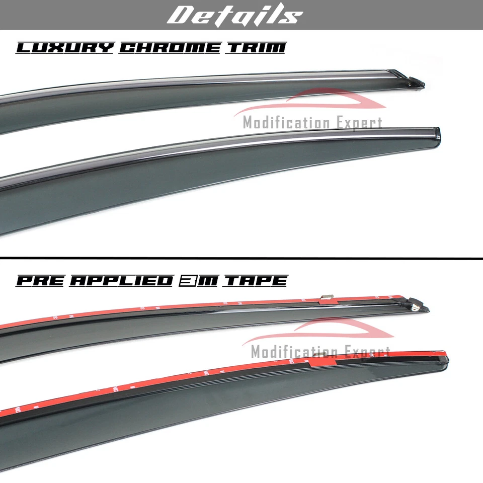 Protector de lluvia para visera de ventana tintada de humo con moldura cromada sedán Subaru Legacy 2010-14 Foto 3 de 4