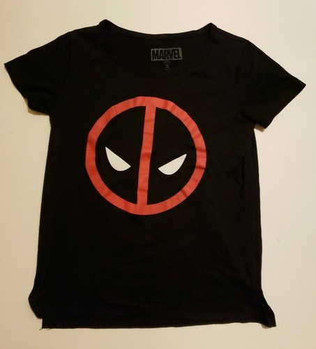 Ladies Small Deadpool Cracked Mask Logo 