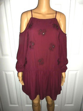SALE Pretty Xhilaration size XS purple open shoulder drop waist dress ladies NWT