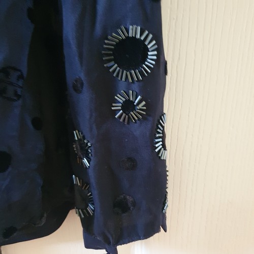 Tory Burch Angela Silk Beaded Top Black Velvet Dots Embellished Size 0 UK 4 - Picture 11 of 15