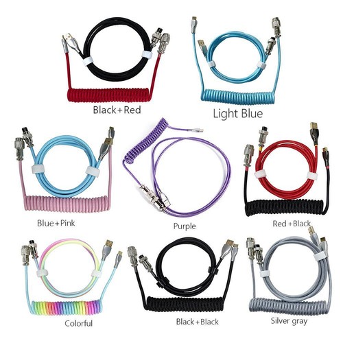 2pcs Mechanical Keyboard Cable Type-C USB Aviation Spring Wire(Silver Gray) - Zdjęcie 9 z 10