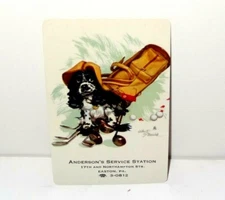 Redislip Joker Playing Card Anderson's Service Station Easton PA w/ Golf Dog