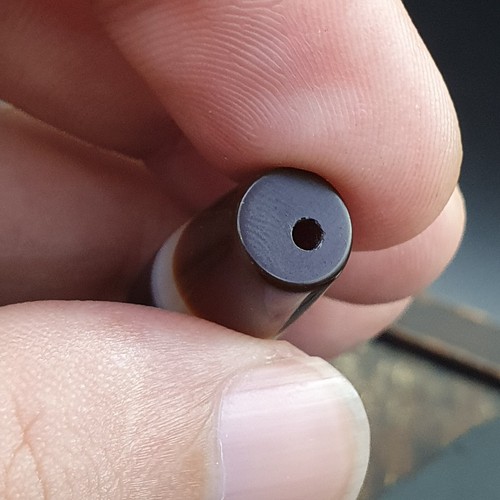 Antigua cuenta de ágata natural yemení antigua patrón raro con bandas 34,2 mm BD-12 - Imagen 5 de 10