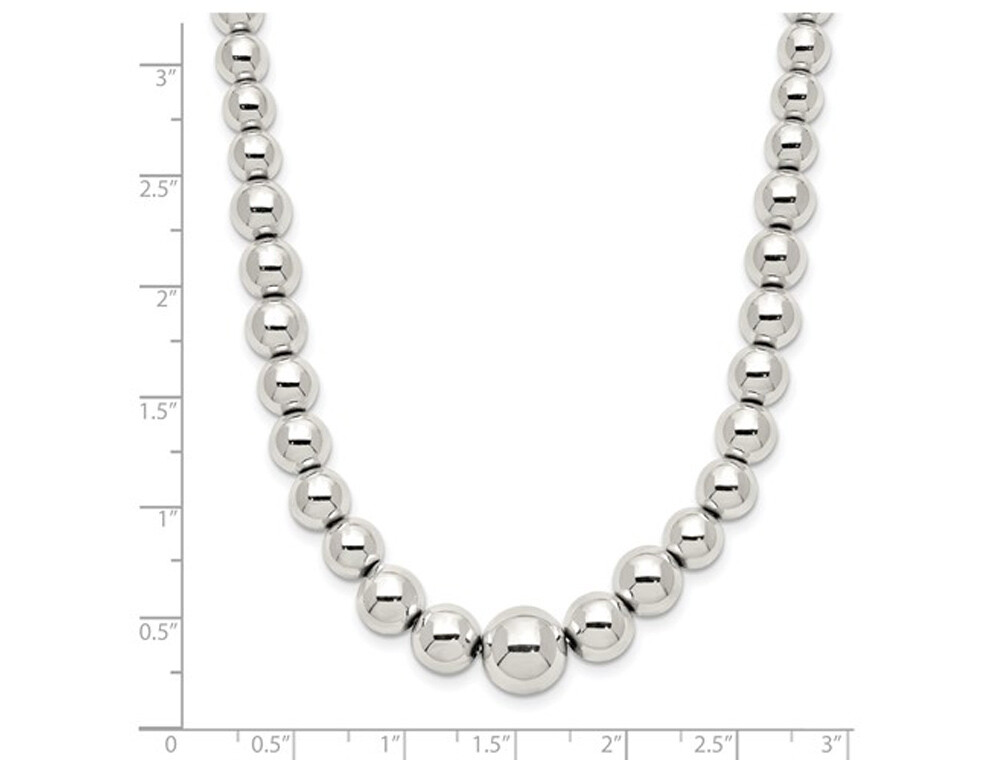 Sterling Silver Polished Beaded Necklace 18 Inches | eBay
