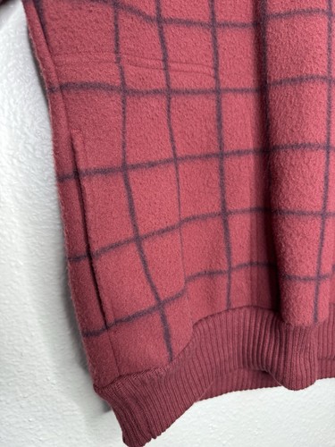 VTG Northwestern Knitting Co Sweater 80s Shawl Collar Red Windowpane Medium - Picture 9 of 17