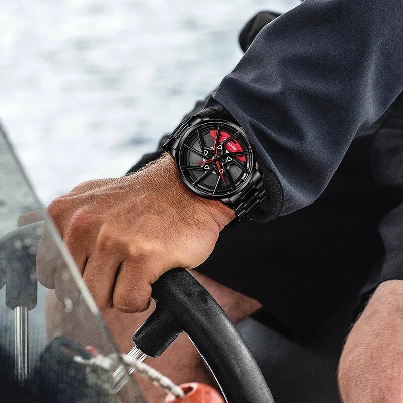 Relógio masculino de aço inoxidável roda Mercedes AMG quartzo impermeável clássico - Imagem 4 de 4