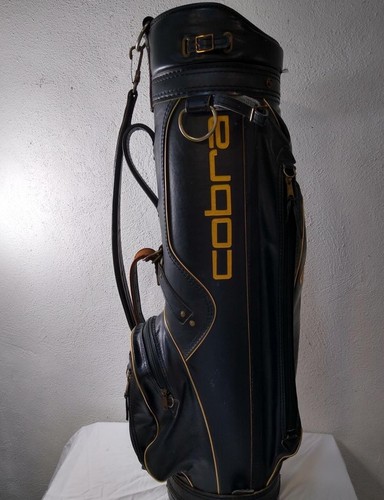 COBRA Vintage King Cobra Black Leather Oversize Golf Bag 6 Way, Gold Letters - Picture 6 of 9
