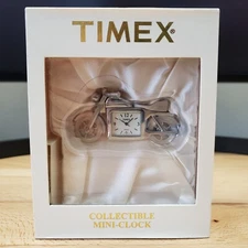 Timex Motorcycle Desktop Mini  Clock Quartz Japan Movement Silver and Chrome