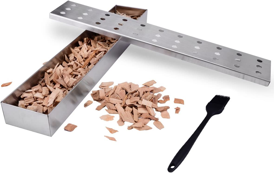 Edelstahl BBQ Smoker Box – Für Gas- & Holzkohlegrills | Räucherbox Mit Deckel Für Aromatisches Fleisch & Gemüse