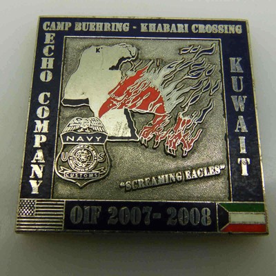 U.S. NAVY ECHP COMPANY KUWAIT CAMP BUEHRING KHABARI CROSSING CHALLENGE COIN