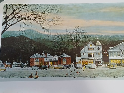 Norman Rockwell Lithograph Print Stockbridge Main Street at Christmas 1967 READ - Picture 9 of 13