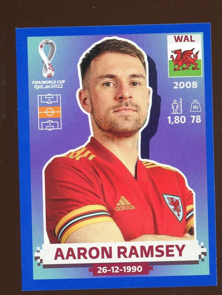 2022 Fifa World Cup Panini Sticker Blue Parallel AARON RAMSEY Wales WAL14