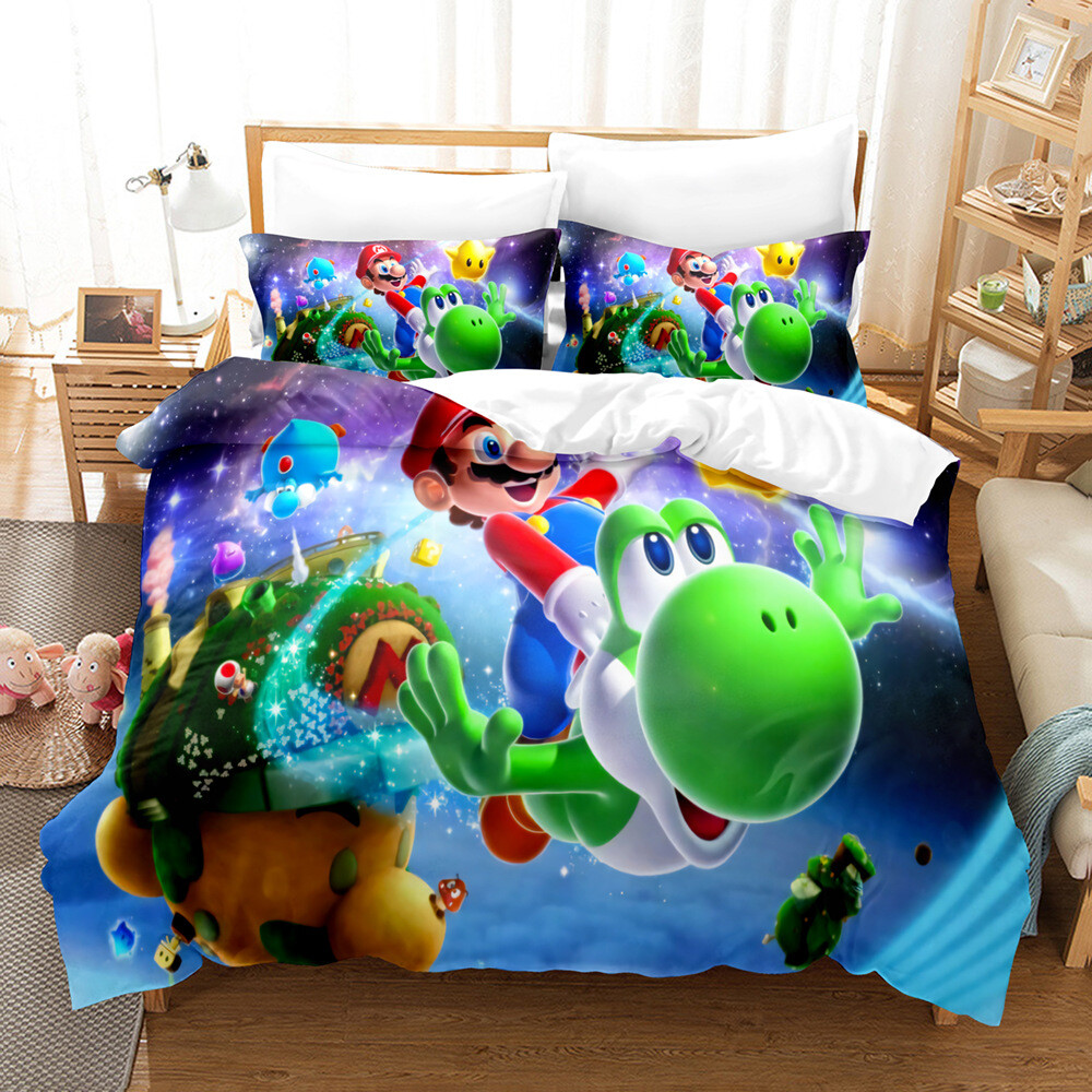 3D Super Mario Luigi Yoshi Duvet Quilt Cover Set Single Double Queen 3d-super-mario-luigi-yoshi-duvet-quilt-cover-set-single-double-queen