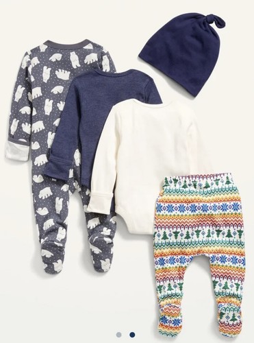 Old Navy Baby Boy Clothes 0-3 Months Pants Footed Sleeper Bodysuit Hat 5 PC Set - 第 6/7 張圖片