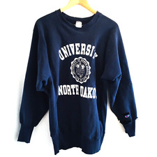 VTG Univ North Dakota Champion Reverse Weave Sweatshirt Navy Blue Made in USA XL