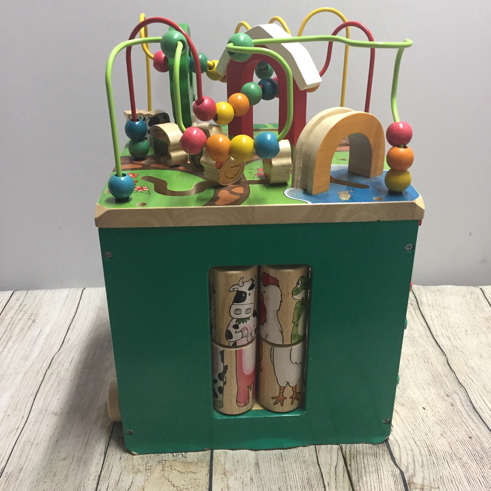 Battat Wooden Activity Cube Discover Farm Animals Activity Center