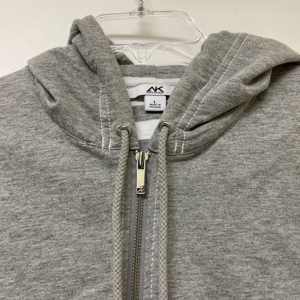 ANNE KLEIN AK SPORT Gray Full Zip Hoodie Jacket Women Size L Long Sleeves - Image 4 of 4
