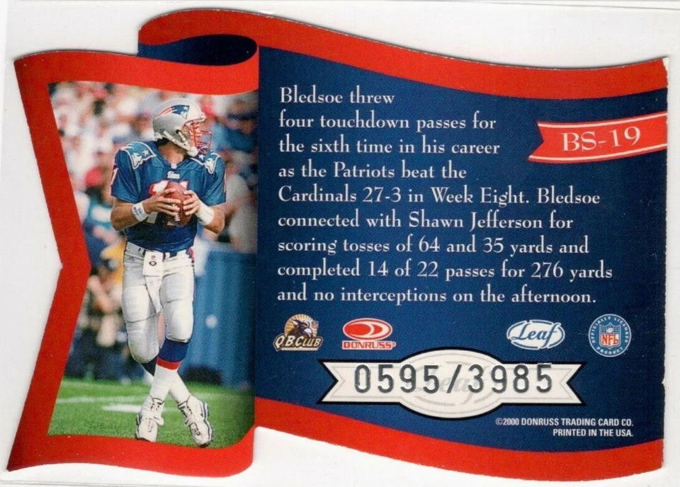 2000 Quantum Leaf Banner Season Drew Bledsoe Insert Card #BS-18 /3985 Patriots - Image 2 of 2