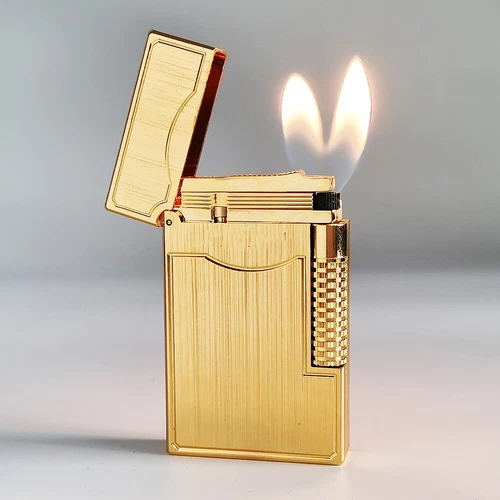 DP Le Grand Dual Flame Brushed Lighter Ping Sound for Smoking Cigarette Men Gift