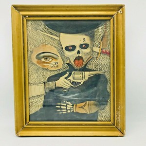 Antonio Romano Folk Art Outsider Skull Painting Ink & Watercolor 2012 | Ebay