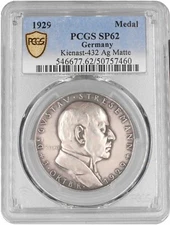 Weimar Republic silver medal 1929, PCGS SP62, "Gustav Stresemann" KARL GOETZ