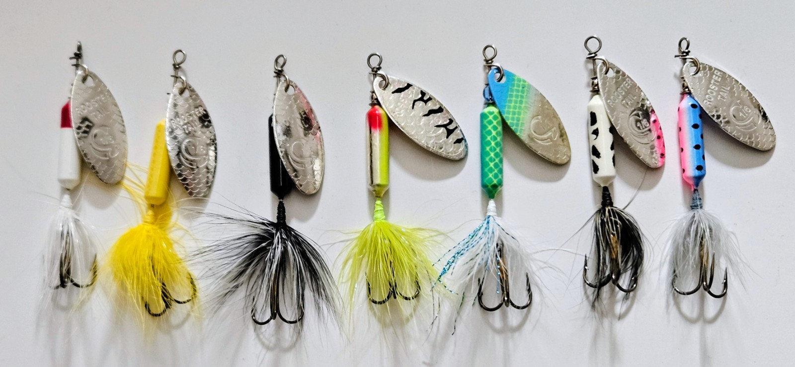 (7) Worden's Rooster Tail Inline Spinners 1/6 oz 2-1/2" 7 Colors In Set New  - Image 4