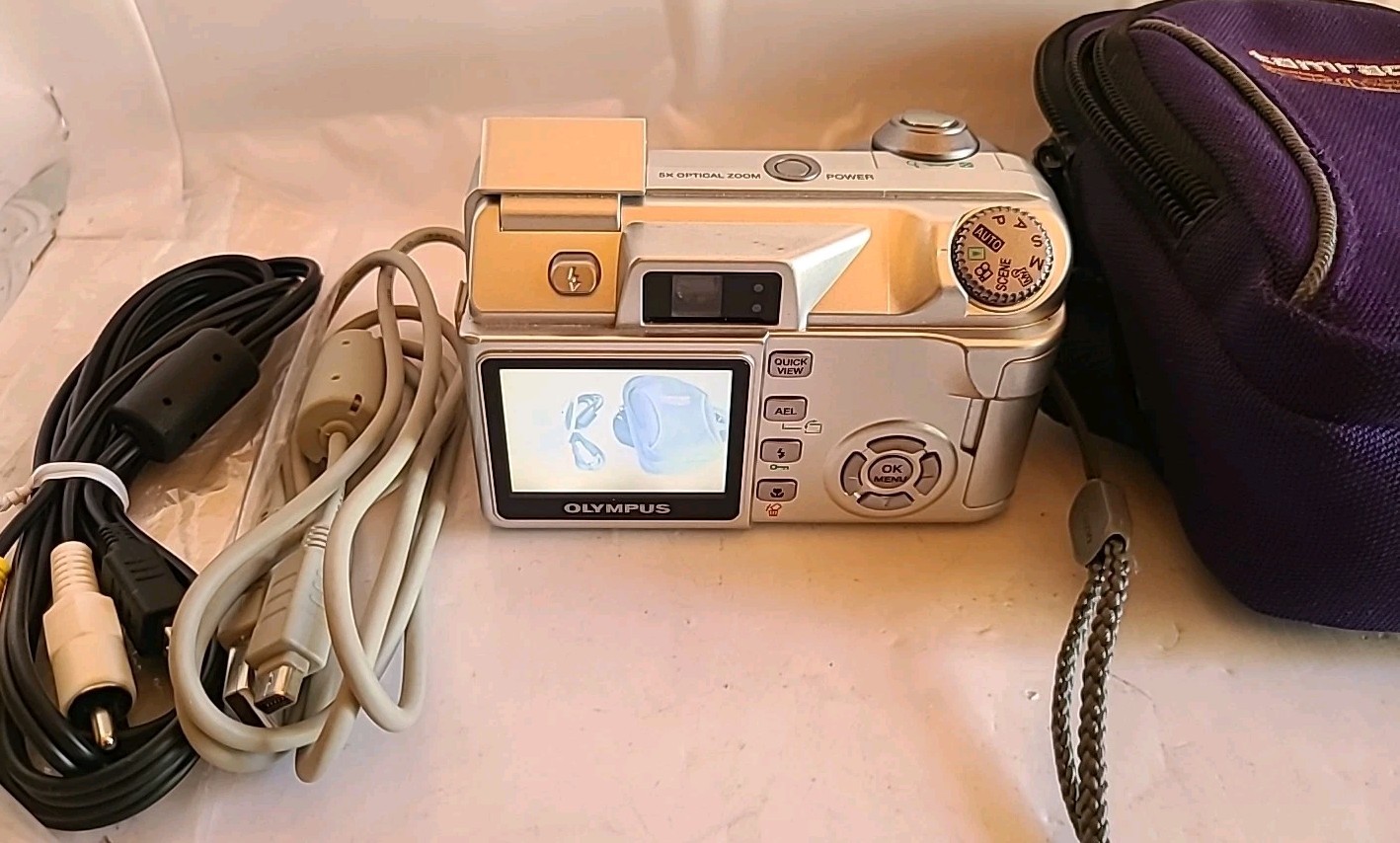 Olympus CAMEDIA C-5500 5.1MP Digital Camera With Case Cables & Memory Card Nice!