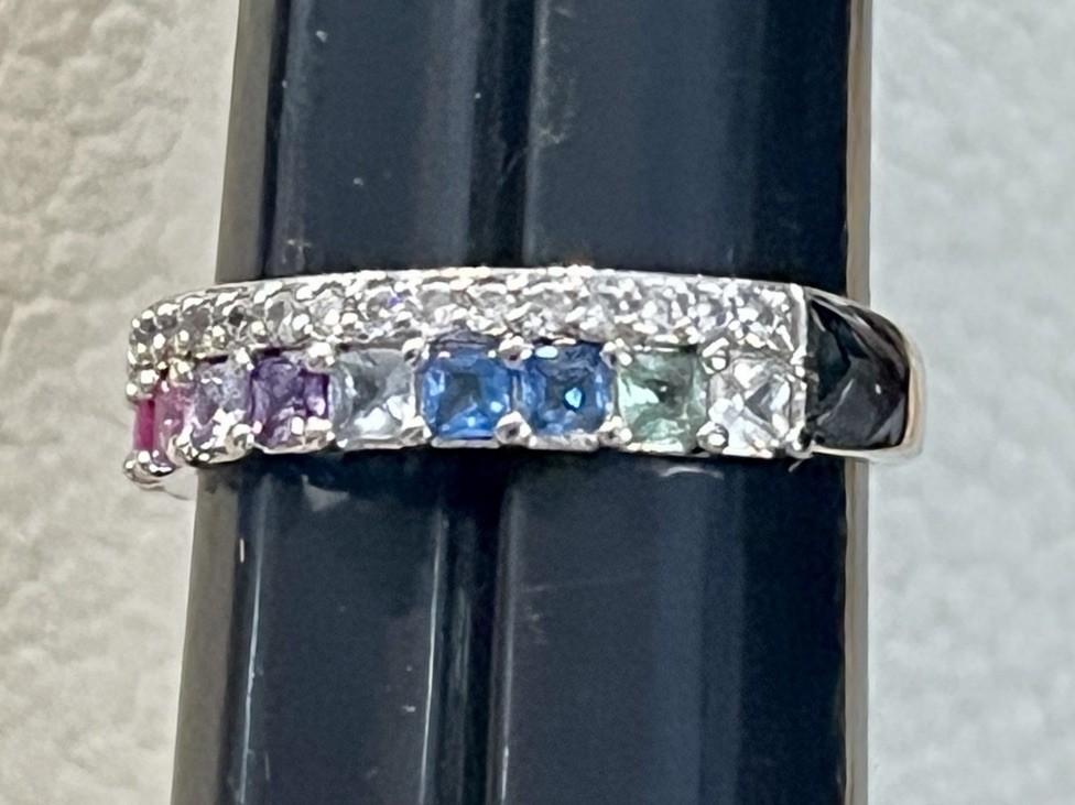 Bomb Party Silver Plated Stackable Rainbow Topaz … - image 2