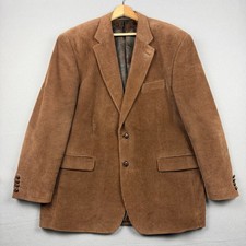 Lauren Ralph Lauren Mens 44R Brown Corduroy Blazer Paisley Lined Leather Buttons