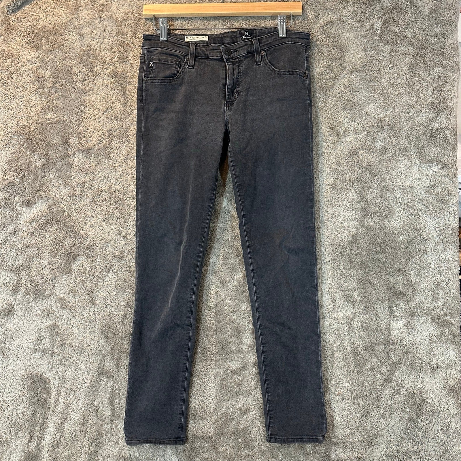 AG Adriano Goldschmied The Legging Ankle Super Skinny Faded Black Jeans 30 30R