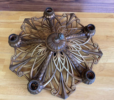 Vtg Art Deco Flush Mount 5 Light Chandelier 16