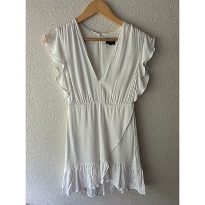 Capri Harbor Flutter Mini Dress | Ivory Wrap Ruffle Hem Resort Romance