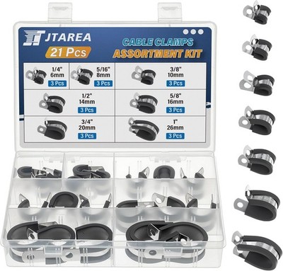 7 Sizes 304 Stainless Steel Cable Clamps Assortment Kit Rubber Coated Wire Clip
