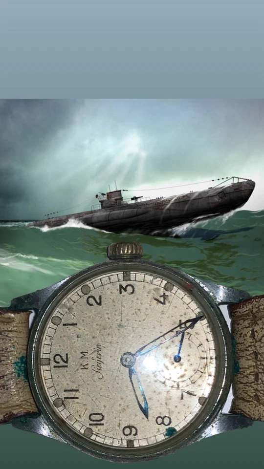 KM SIEGERIN KRIEGSMARINE WW2 MILITARY WATCH-WEHRMACHT, 595 Calibre, WORKING. — 第 3/4 张图片