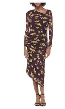 Calvin Klein Womens Printed Mesh Bodycon Dress Aubergine Combo Size L