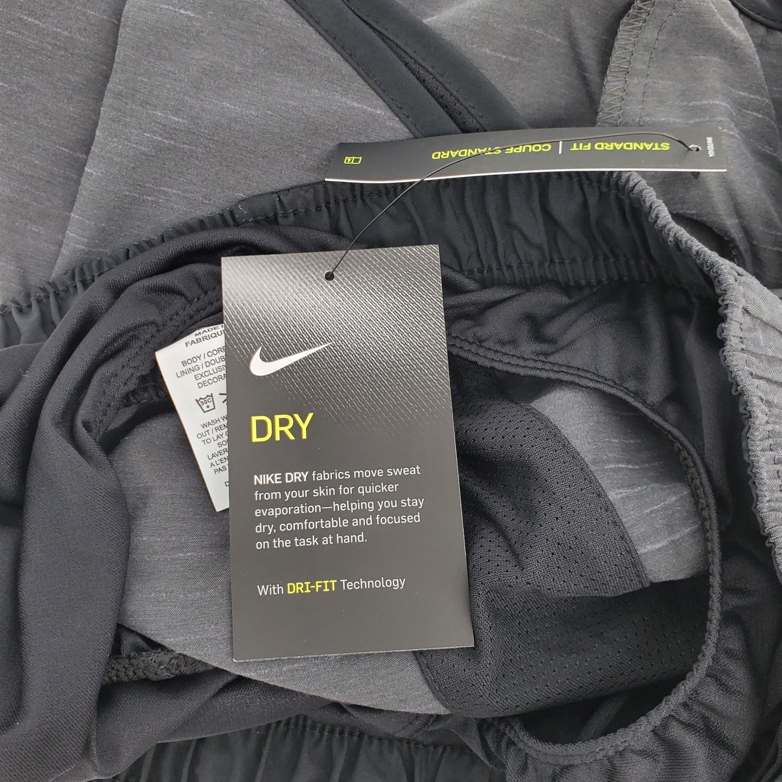 Nike Dri Fit Running Shorts Dark Grey Mesh Lined Black Trim Womens Size Small thumbnail 7