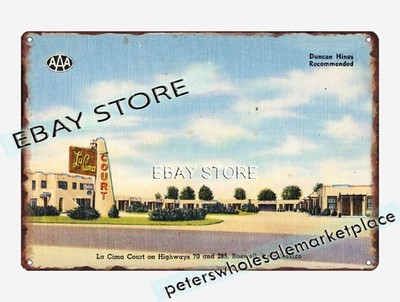 1930-45 La Cima Court Highways 70 285, Roswell, New Mexico tin sign