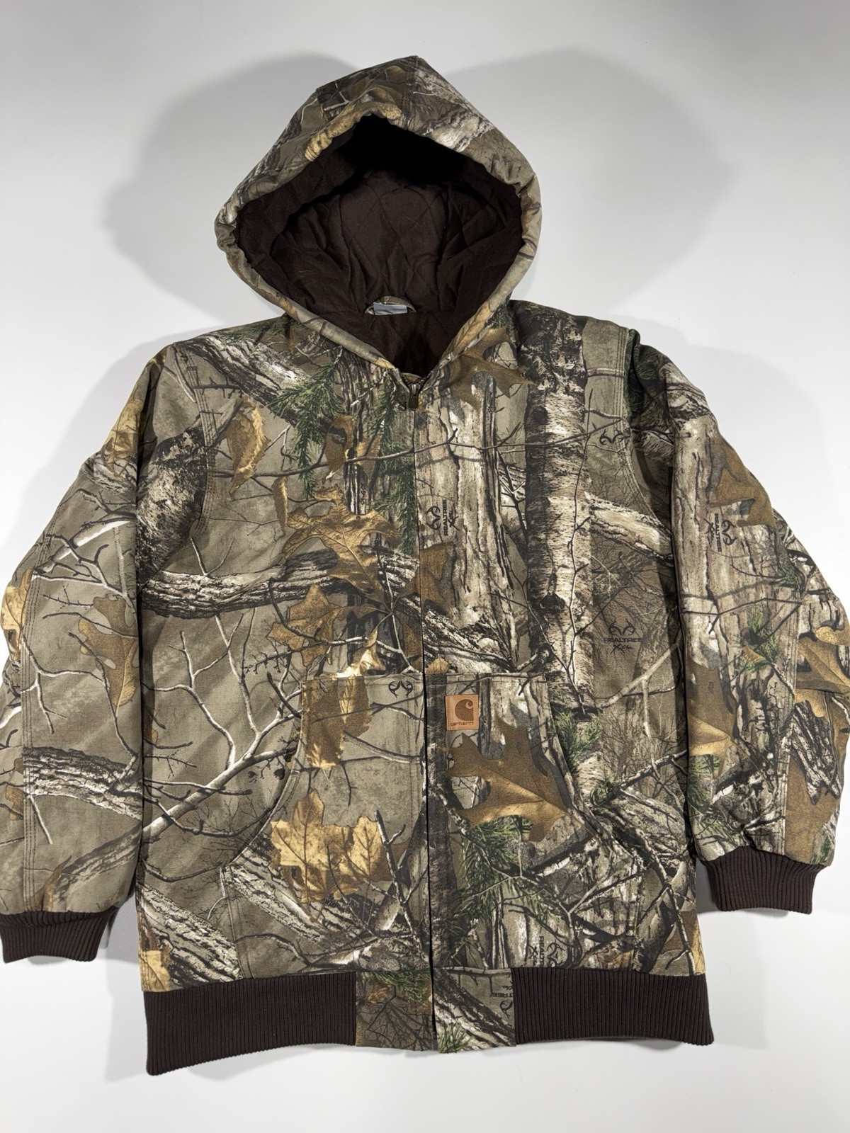 Carhartt Realtree Wooded Camo Hooded Canvas Jacket Modern Sz 42