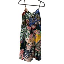 Cynthia Rowley 100% Linen Floral Hawaiian Strappy Tank Midi Sun Dress Size 6