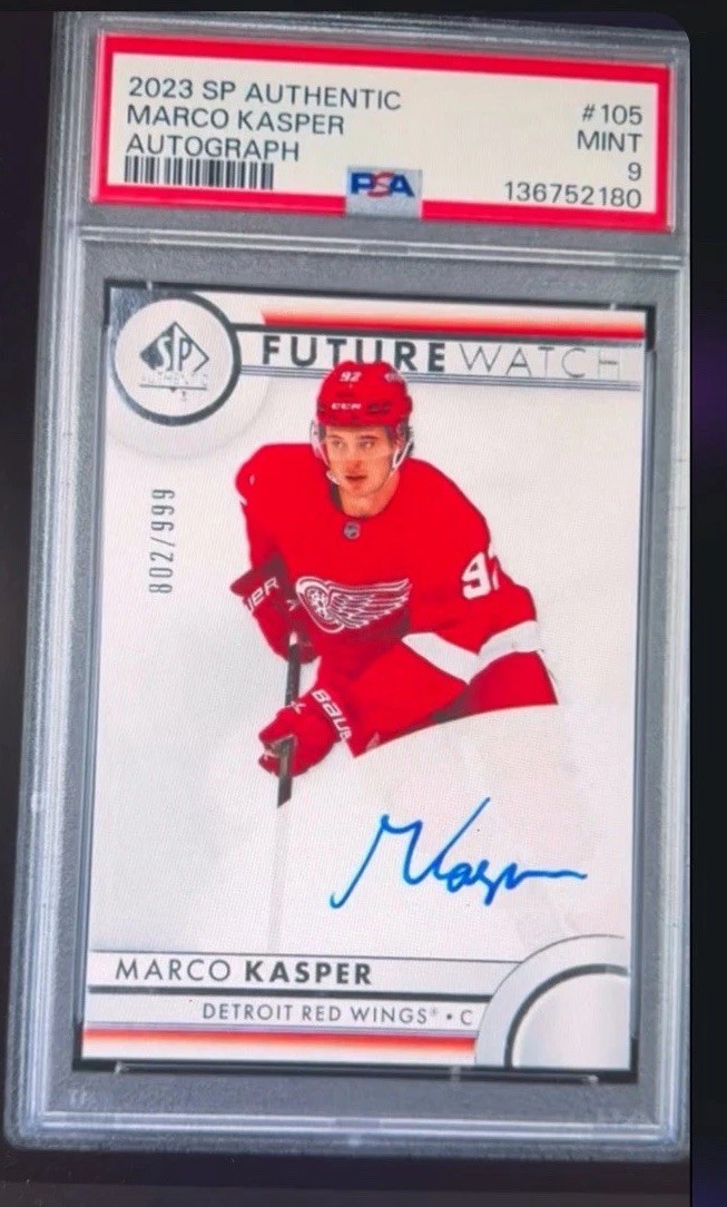 2023 SP AUTHENTIC #105 MARCO KASPER RC FUTURE WATCH AUTO ROOKIE /999 PSA 9