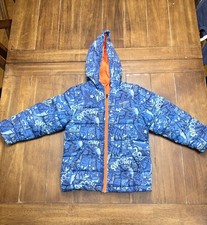 Nike Jacket Youth 7 Blue Orange Puffer Hooded Air Max Swoosh Just Do It