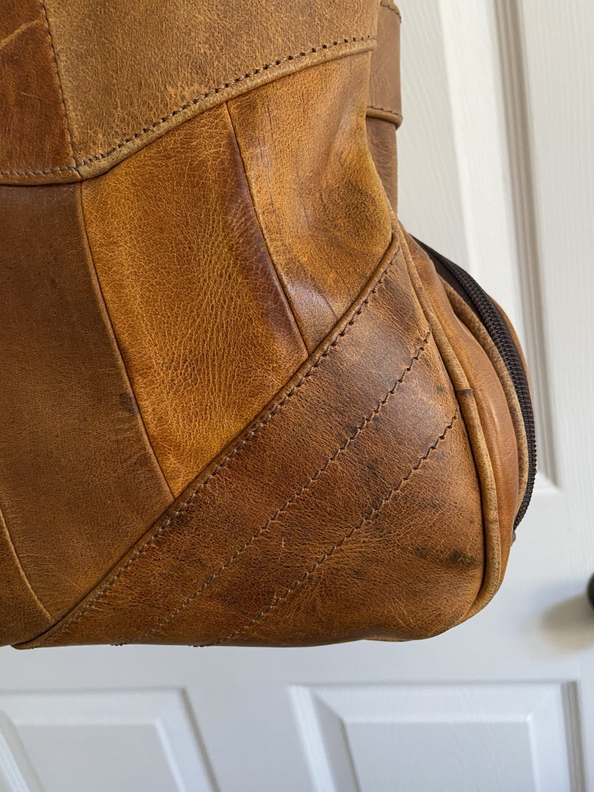 Rustic Town Brown Patch Leather Duffle Shoulder  … - image 15