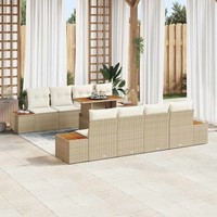 Garten Sofa Set Set Aus 9 Beige Rattan 4-Sitzer Garten Sofa