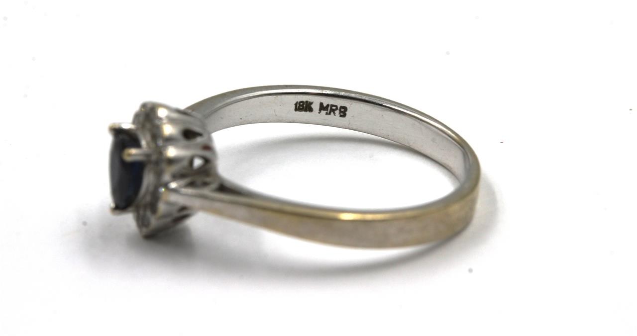 AUTHENTIC 18K SOLID WHITE GOLD PEAR SHAPE SAPPHIR… - image 4