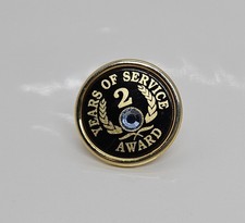 2 Years of Service Lapel Pin Award Blue Rhinestone 3/4"