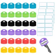 30pcs Silicone Key Tags with Labels, Color-Coded Write-On Waterproof Key Iden...