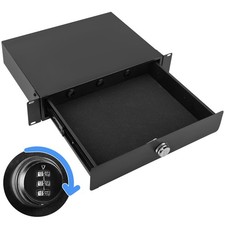 2U Rack Mount Drawer, Server Rack Drawer w/Combination Lock Foam Pad, Powde...