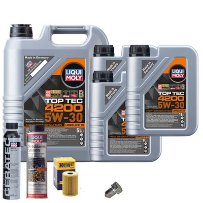 Motoröl 5W30 LIQUI MOLY 8L+HENGST Ölfilter+Spülung+Cera Tec+Ölablassschraube