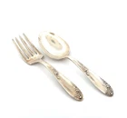 4” Lunt 925 Sterling Silver Sweetheart Rose Baby Feeder Fork & Spoon Set 34.8g