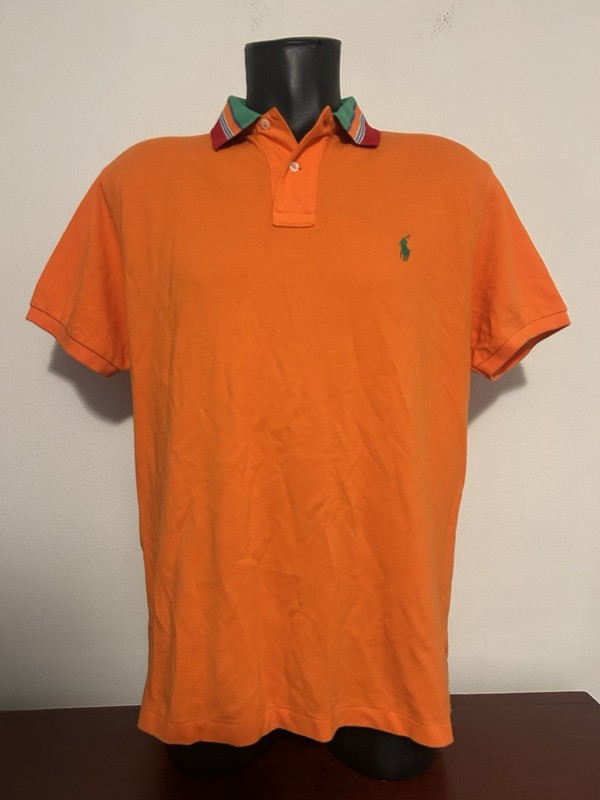 Vintage Polo Ralph Lauren Custom Fit Shirt Size Large 90s Orange Rare L